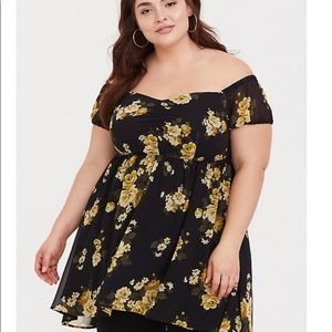 Black & yellow floral top